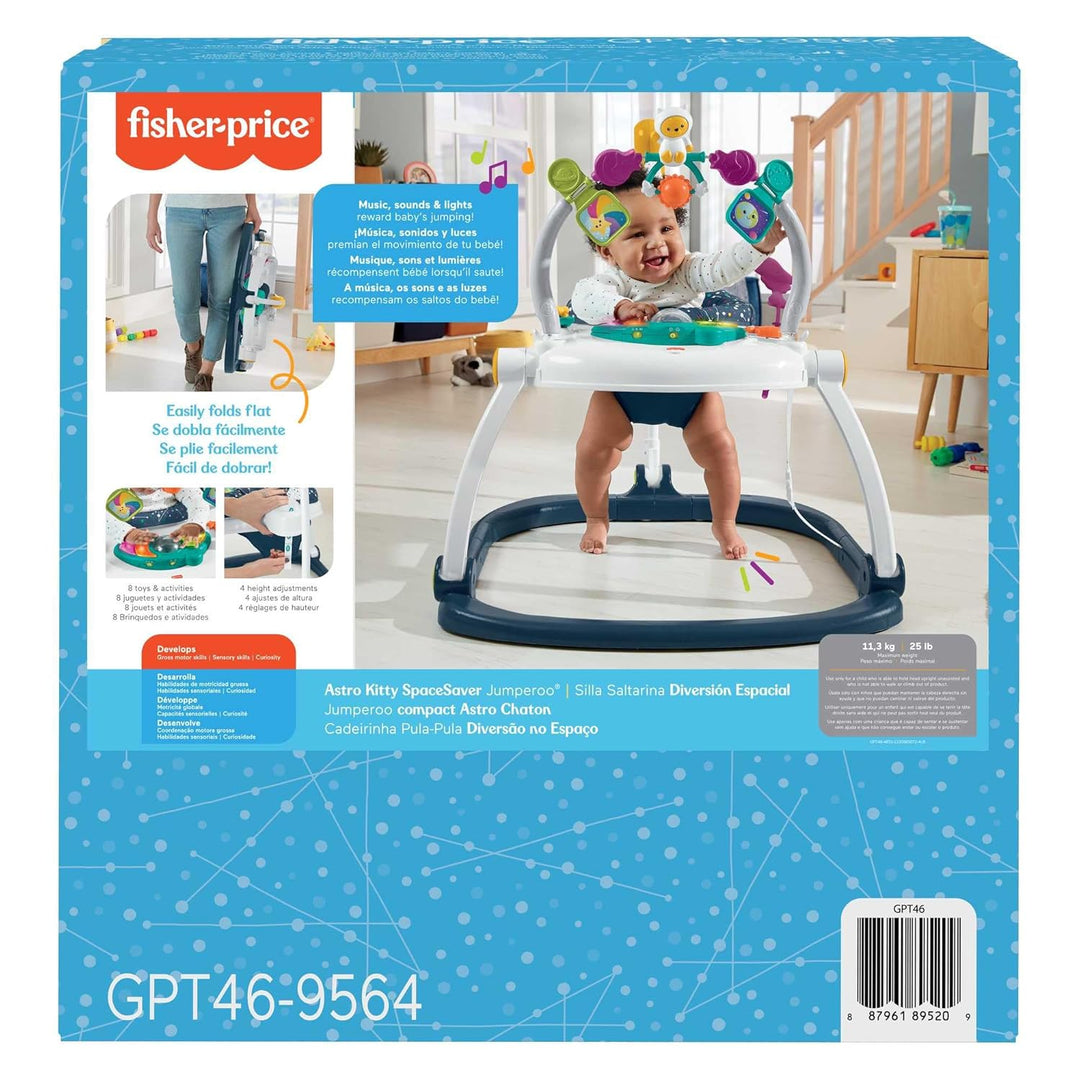 Fisher-Price HPH46 - Jumperoo Wippe und Spielcenter für Babys mit Lichtern und Geräuschen, Astrokätz