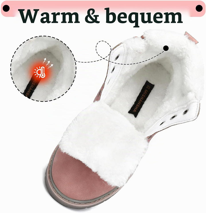 Mishansha Kinder Schnürstiefel Warme Gefüttert Winterschuhe für Jungen Mädchen Gr.24-38 27 EU Rosa,