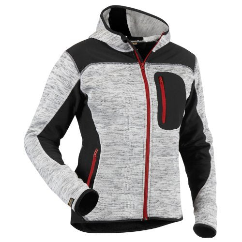 Blakläder Damen Strickjacke mit Softshell-Verstärkungen, 1 Stück, Grösse: XL, grau melange/schwarz,