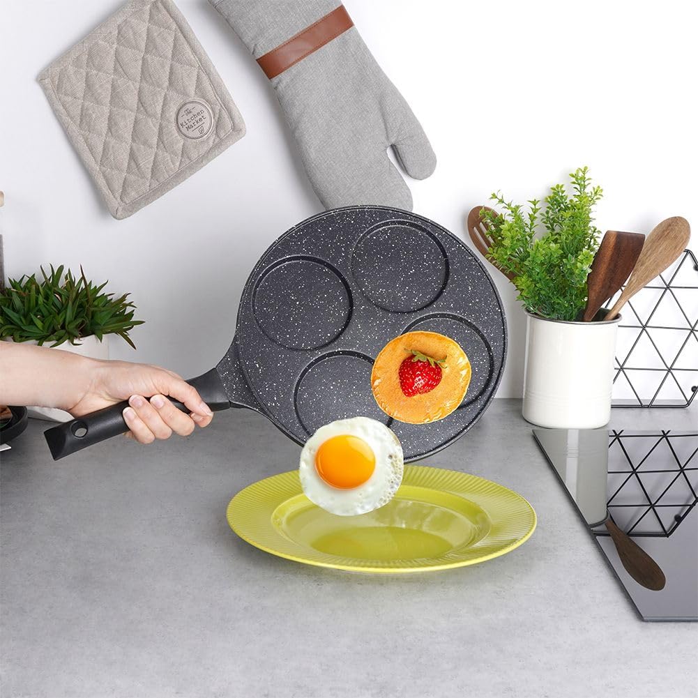 Orion Group Augenpfanne Ø 27 cm | Spiegelei-Pfanne für 4 Eier | Crepepfanne für Gas | fur Induktion,