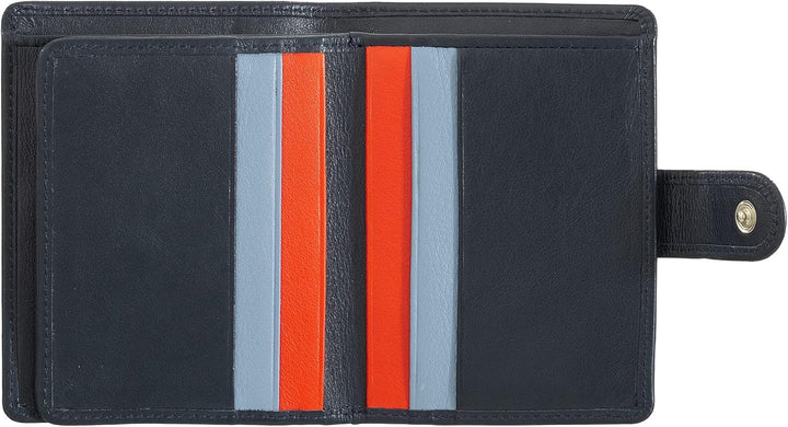 DUDU Damen Geldbörse aus echtes Leder, kleines Leder RFID-Kartenetui mit Reissverschluss, Münzfach,