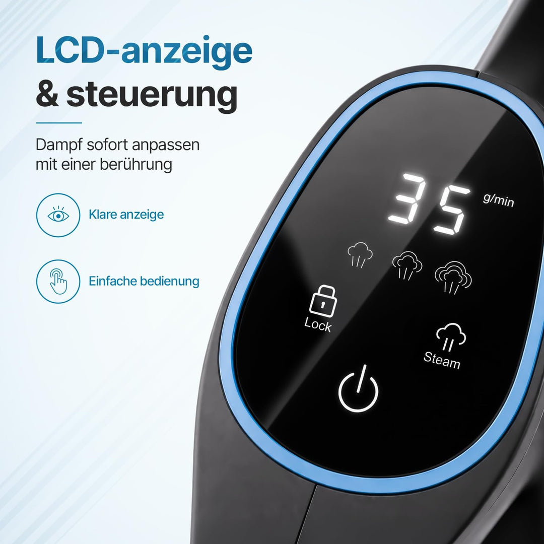 Olvy 2-in-1 Dampfbesen & Handdampfreiniger, 1200W Hochdruck Bodenreiniger für Hartböden & Teppiche,