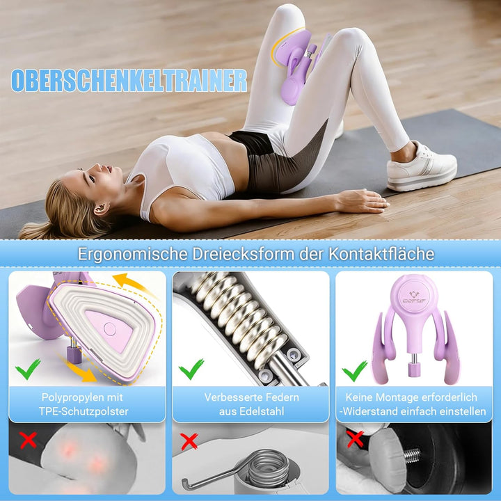 Oberschenkeltrainer, 15-70 lbs Beckenbodentrainer für Frau, Multifunktionaler Gesässtrainer, Po Trai
