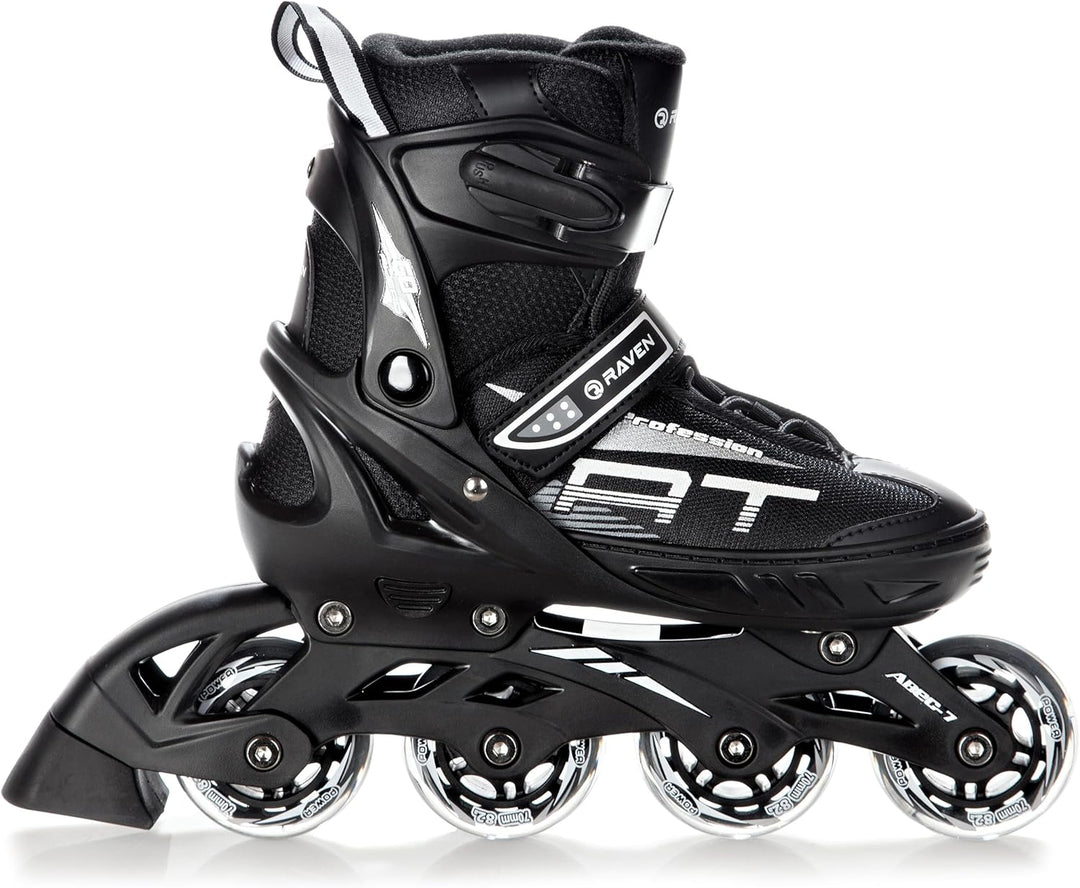 3in1 Inline Skates Inliner Triskates Rollschuhe Raven Profession 31-35(20,5cm-23cm) Schwarz, 31-35(2