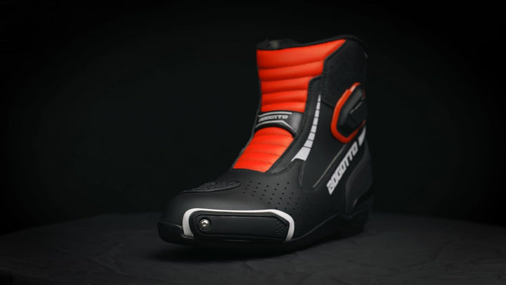 Bogotto Cartagena perforierte Motorrad Stiefel, schwarz/weiss/rot, 43 43 EU Schwarz Weiss Rot, 43 EU