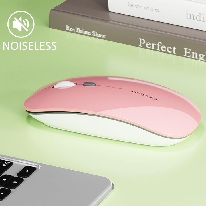 Uiosmuph Q5 Kabellos Maus, Wiederaufladbar Funkmaus 2.4G Leise Funkmaus Ultra Dünn Wireless Computer
