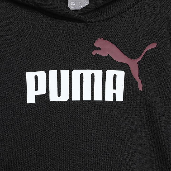 PUMA Mädchen ESS Logo Cropped Hoodie G Sweat 116 Puma Schwarz, Pfirsich, Smoothie, 116 Puma Schwarz,