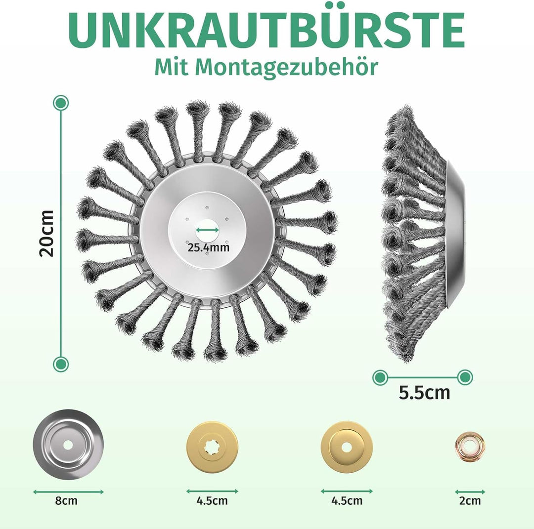 Unkrautbürste für Freischneider – 25,4 mm Bohrung, Stahlbürste, Wildkrautbürste, Ersatztrimmaufsatz