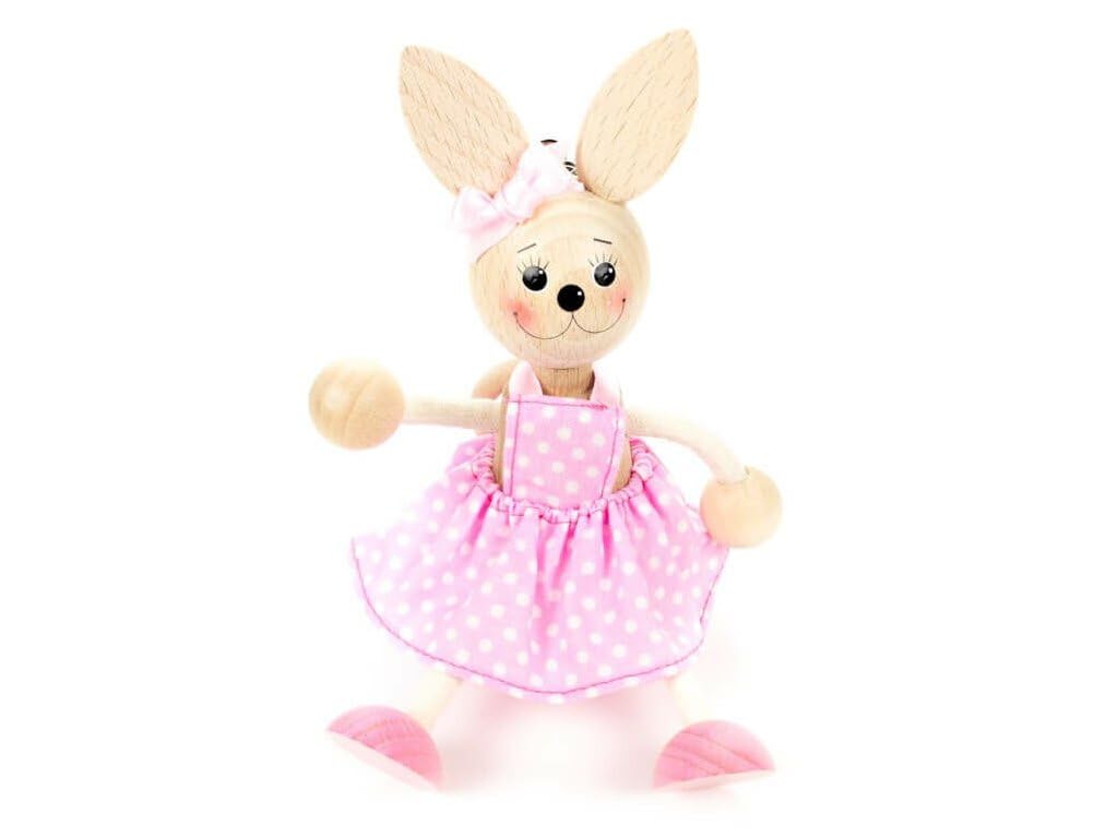 Schwingfigur Hase rosa Kleid – Handgefertigte Dekoration aus Holz