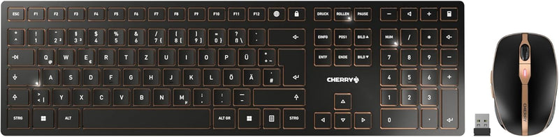 CHERRY DW 9100 SLIM, Kabelloses Tastatur- und Maus-Set, Deutsches Layout (QWERTZ), Bluetooth & 2,4 G