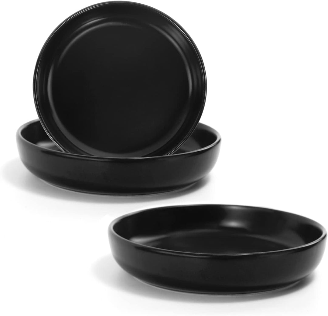 SPUNKYJUNKY Katzennäpfe 3 Stück Futternäpfe Keramik Fressnapf für Katzen (Schwarz) Schwarz Round (30