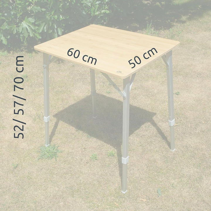 your GEAR Portofino Bambus Campingtisch – höhenverstellbarer Outdoor Klapptisch für Camping, Garten