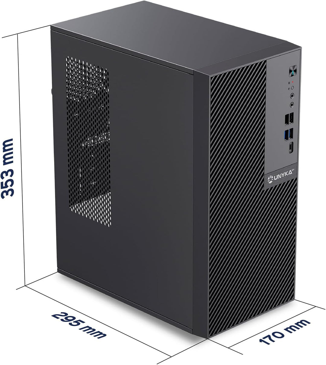 UNYKAch Micro ATX Computergehäuse NUMEN 500 Pro Type C, 17 Liter mit 5 USB-Anschlüssen, kompatibel m