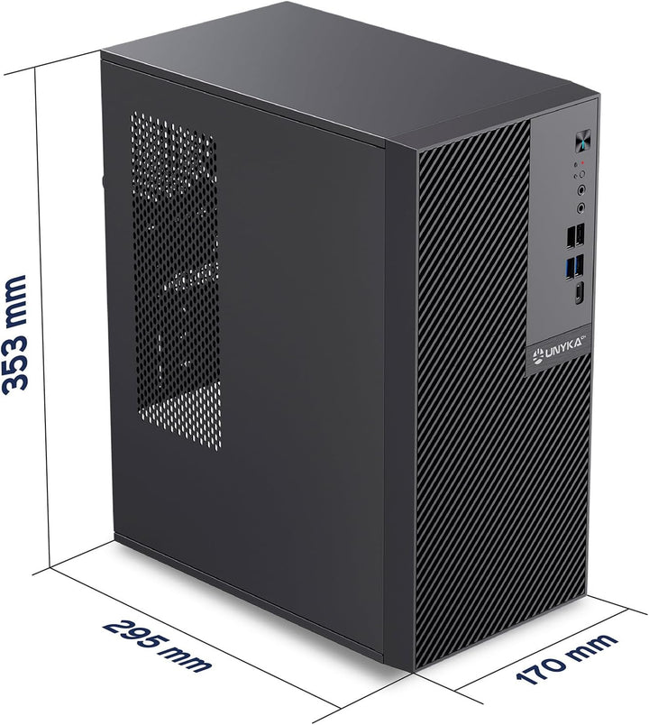 UNYKAch Micro ATX Computergehäuse NUMEN 500 Pro Type C, 17 Liter mit 5 USB-Anschlüssen, kompatibel m