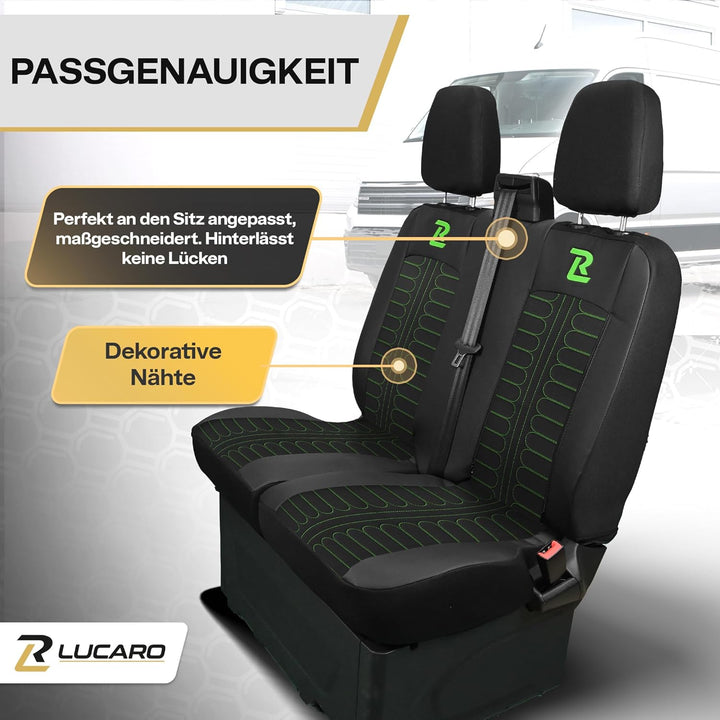 LUCARO Sitzbezüge Auto Tornado für Ford Transit 2013 und Später - Sitzbezug Set 1+2 - Auto Sitzbezüg