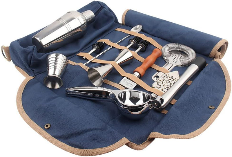 Hosoncovy Barkeeper-Tasche Reise-Barkeeper-Kit-Tasche mit Schultergurt Barware-Set Rolltasche für di