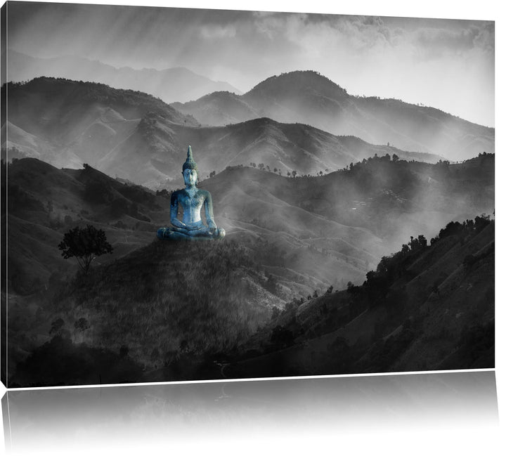 Pixxprint Buddha als Leinwandbild/Grösse: 100x70 cm/Wandbild/Kunstdruck/fertig bespannt, 100x70
