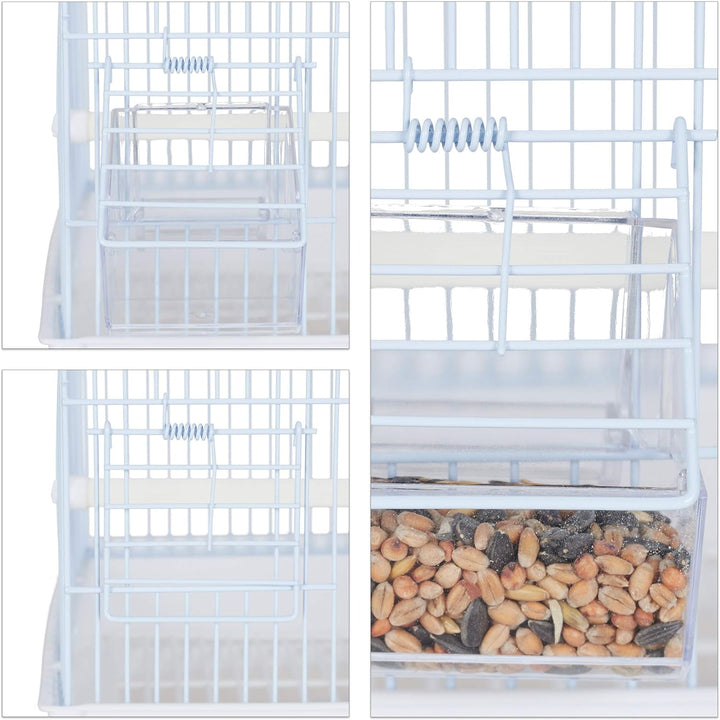 Relaxdays Vogelkäfig, Käfig Kanarienvögel & Zebrafinken, Sitzstangen, Schaukel, Futternäpfe, HBT 49,