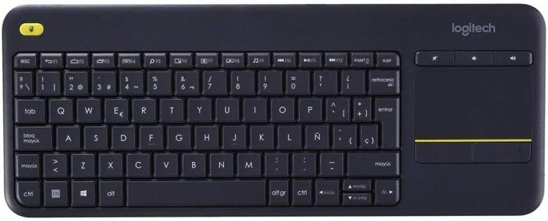 Logitech K400 Plus Kabellose Touch-TV-Tastatur mit integriertem Touchpad, Spanisches QWERTY-Layout -