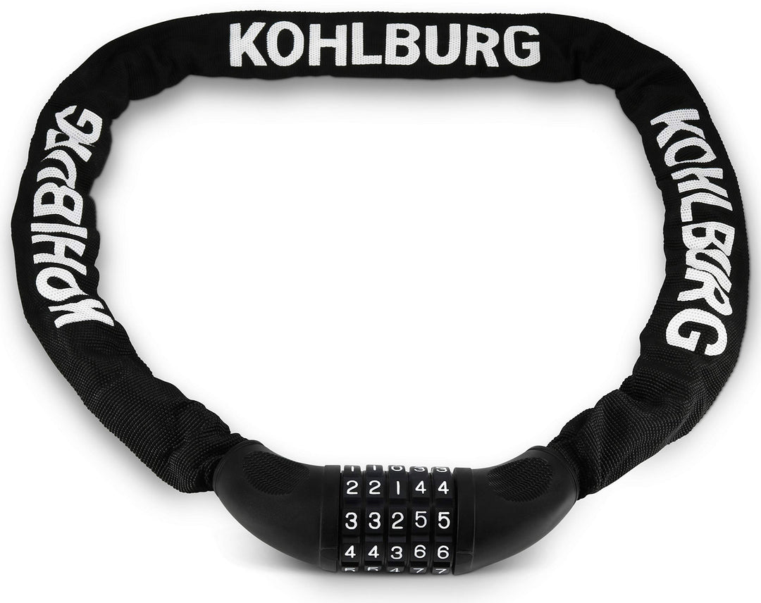KOHLBURG sehr langes Zahlenschloss 110cm lang & 6mm stark mit Zahlencode - Kettenschloss mit Zahlenk
