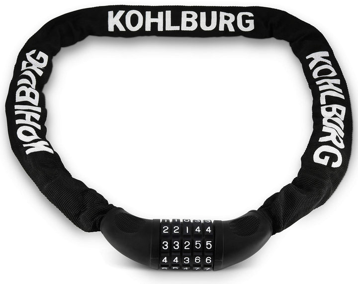 KOHLBURG sehr langes Zahlenschloss 110cm lang & 6mm stark mit Zahlencode - Kettenschloss mit Zahlenk