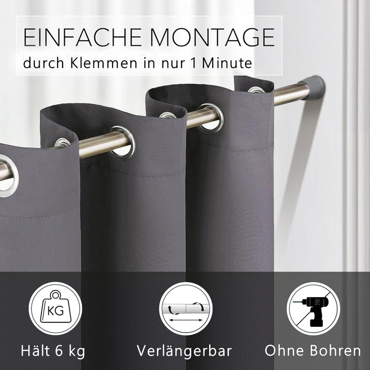 tinycurtains, Türvorhang mit Teleskopstange, einfache Montage in nur 1 Minute ohne Bohren (Türvorhan