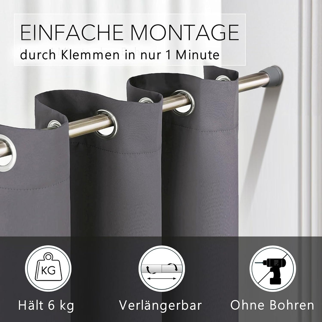 tinycurtains, Türvorhang mit Teleskopstange, einfache Montage in nur 1 Minute ohne Bohren (Türvorhan