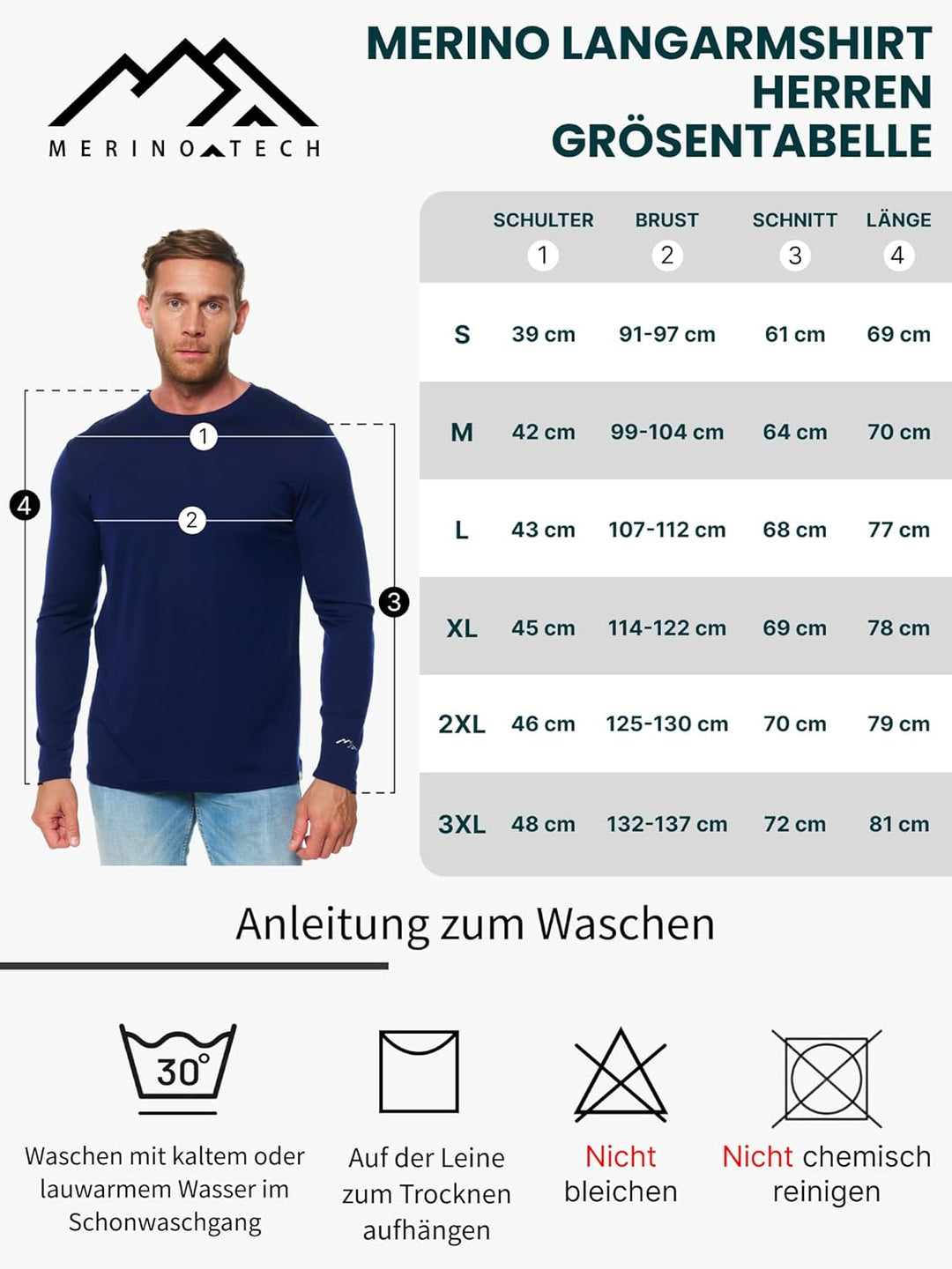 100% Merino Unterwäsche Herren - Merino Langarmshirt Herren Atmungsaktiv Und Feuchtigkeitsableitend