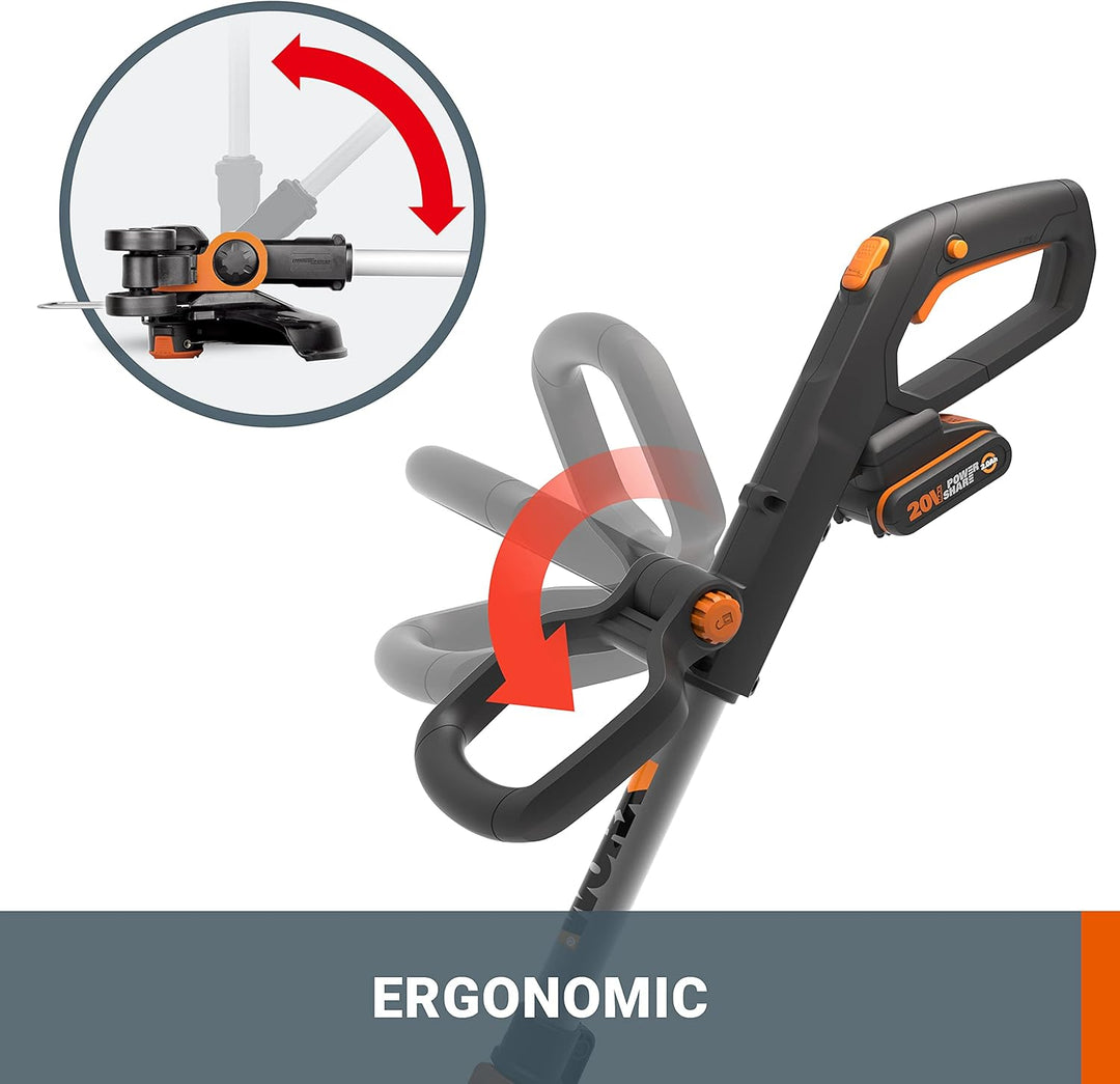 WORX WG163E.9 20 V 30 cm schnurloses Trimmer-Werkzeug (ohne Akku oder Ladegerät) – Leichter Rasentri