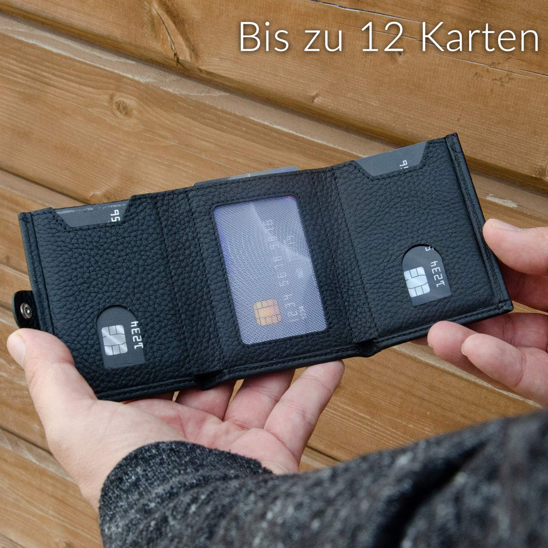 Solo Pelle NEU Slim Wallet mit Münzfach [12 Karten] Slimwallet Riva [RFID-Schutz] Kartenetui mit Mün