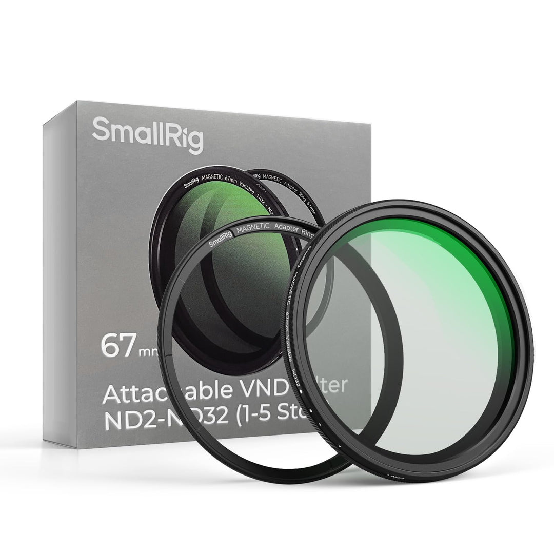SMALLRIG 67mm Magnetischer VND-Filter ND2-ND32 (1-5 Blendenstufen) + 67mm Gewindefilterring, Kein X-