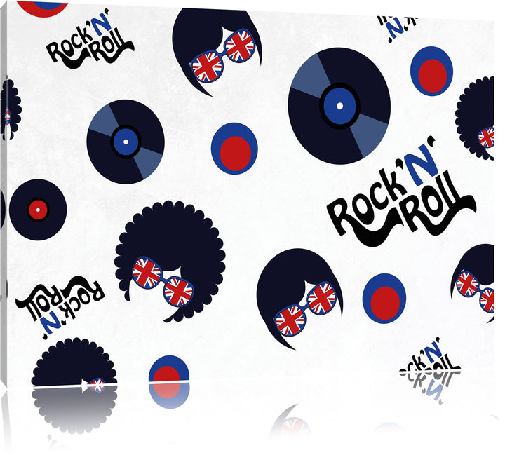 Pixxprint Rock 'n' roll Collage als Leinwandbild/Grösse: 100x70 cm/Wandbild/Kunstdruck/fertig bespan