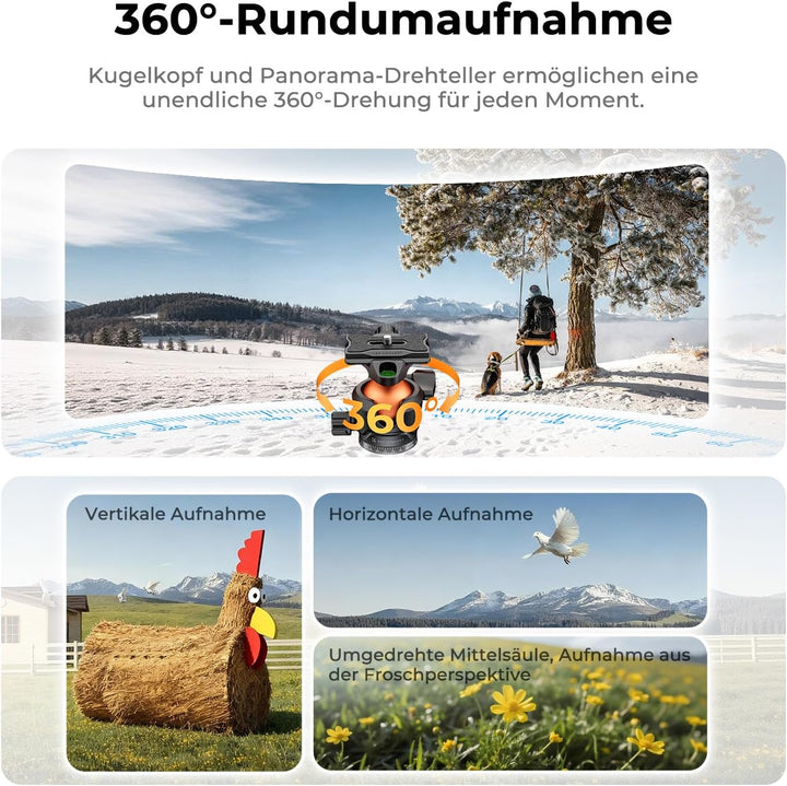 K&F CONCEPT Kamera Stativ Handy Stativ,187cm Kamerastativ, Tripod für Smartphone mit Handy Tablet Ha