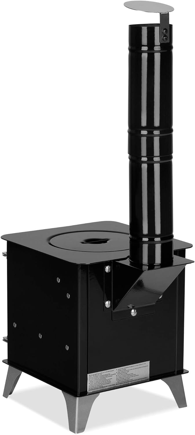 ECOfoxx Outdoor-Ofen "Tiny" mit Herdplatte, Zeltofen, Terrassenofen, Camping Ofen, Outdoor-Kamin, Ga