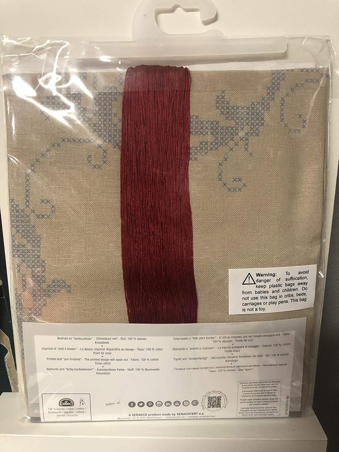 Vervaco Bordeaux geometrisch Stickpackung/Tischdecke im vorgedruckten/vorgezeichneten Kreuzstich, Ba