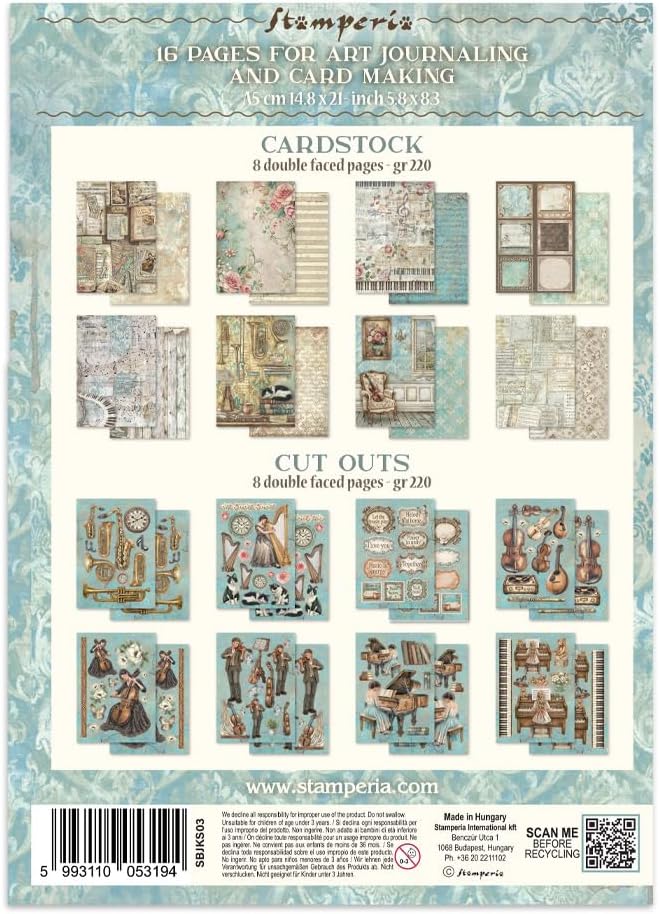 Stamperia - Junk Journal Stickers, Cut-Outs, and Backgrounds for Scrapbooks, Albums, Card Making, Bu