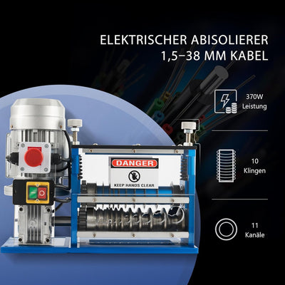 CREWORKS Elektrische Kabelabisoliermaschine 370W Kabelschälmaschine Abisoliermaschine Kabel Abisolie