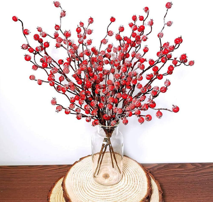 6 STÜCKE Weihnachten Rote Beeren, 50 cm Lange Künstliche Rote Beeren Burgunderrote Rote Beere Picks