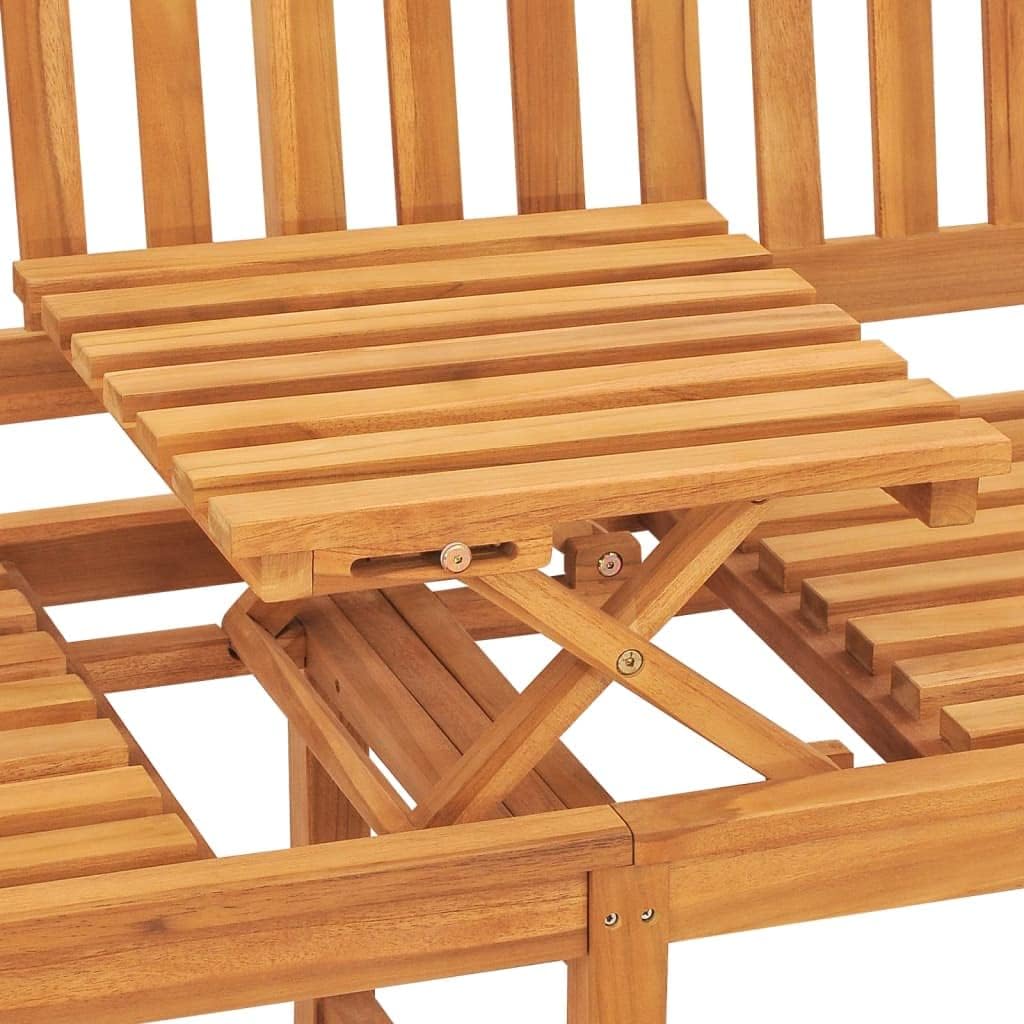 vidaXL Teak Massiv Gartenbank 3-Sitzer mit Tisch Klapptisch Sitzbank Parkbank Holzbank Massivholzban