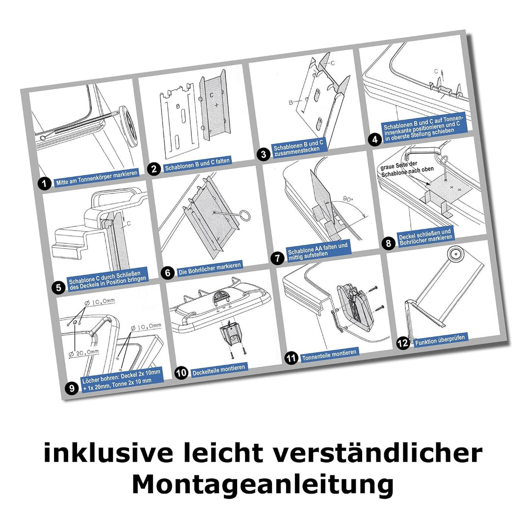 Sulo 120 Liter Müllbehälter Mülltonne Abfalltonne + Schloss + Haltering | Grau |Für alle DIN-Kammsch