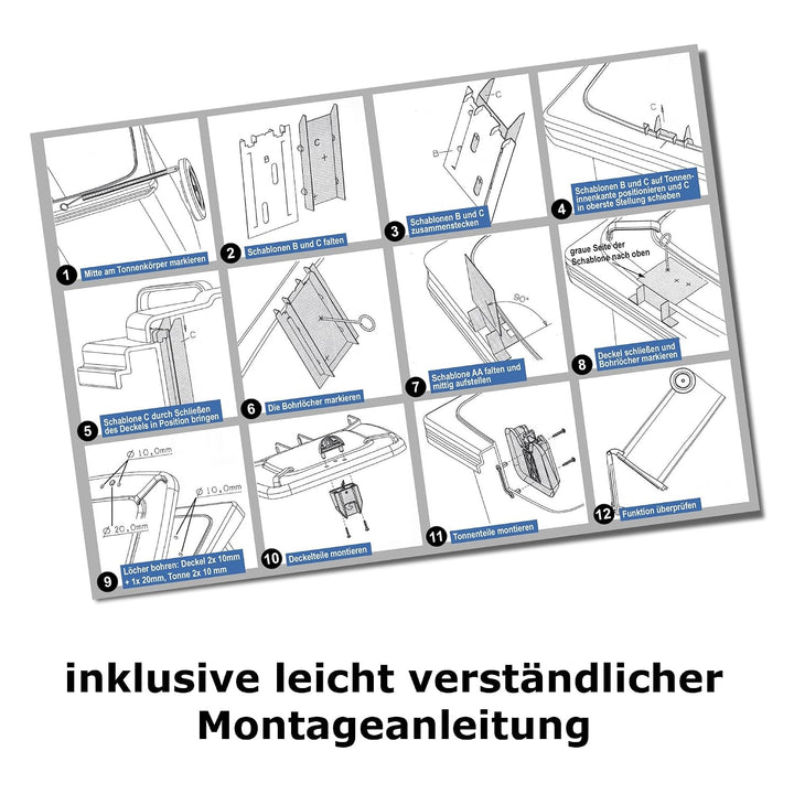Sulo 120 Liter Müllbehälter Mülltonne Abfalltonne + Schloss + Haltering | Grau |Für alle DIN-Kammsch