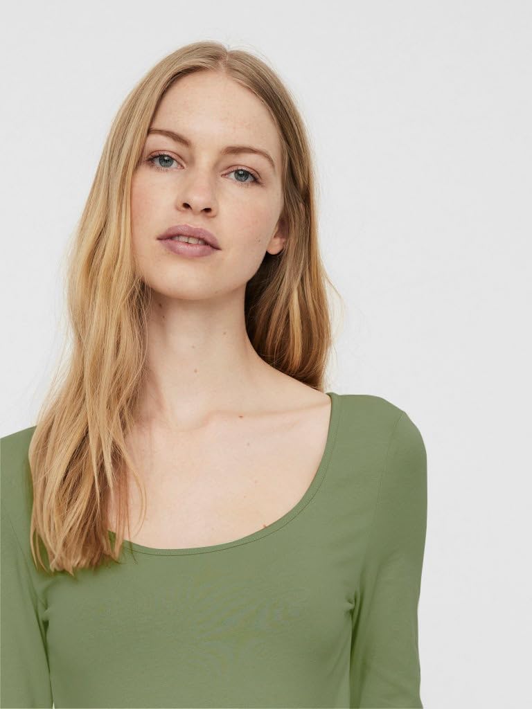 VERO MODA Damen Langarmshirts Vmmaxi My Ls Soft Uneck Ga Noos S 1x Oil Green, 1x Abyss, 1x Stormy We