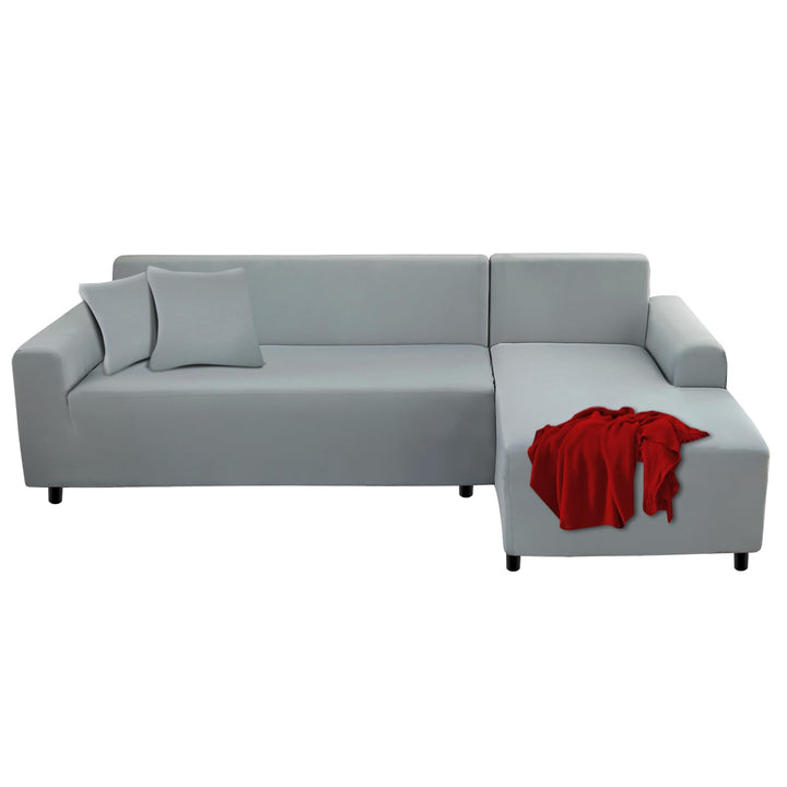 FIGOOO Sofabezug Ecksofa L Form Links Rechts Stretch Sofa Überwürfe 2er mit 2 Stück Kissenbezug Abne