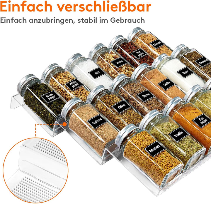 Lifewit Gewürz Organizer Schublade, 6 Stück Abnehmbares Gewürzregal Schublade Breite 20 bis 40 cm, 3