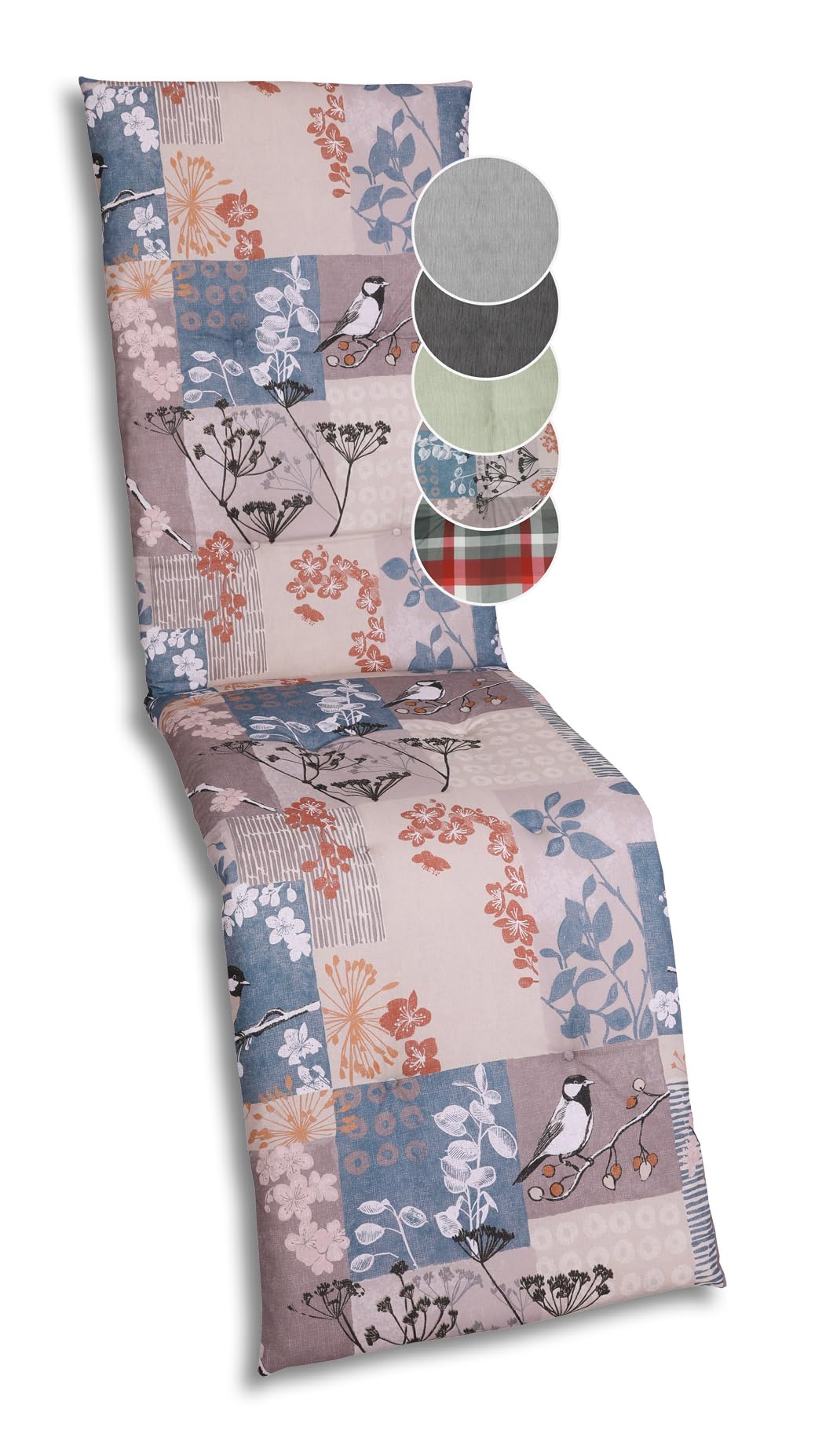 Bequeme und attraktive Polsterauflagen für Relaxliegen (Einzelset, Blattmotiv-Natur Taupe, Relaxaufl