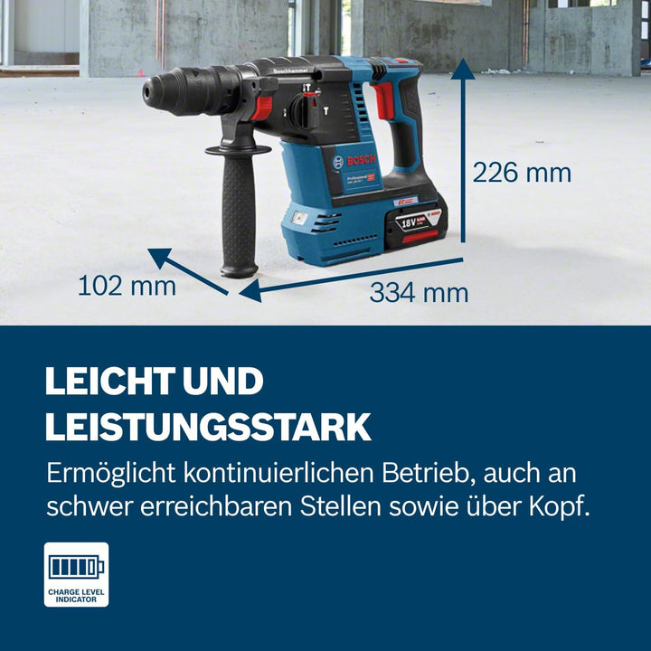 Bosch Professional 18V System Akku Bohrhammer GBH 18V-26 (SDS Plus, Schlagenergie: 2,6 Joule, Bohr-Ø