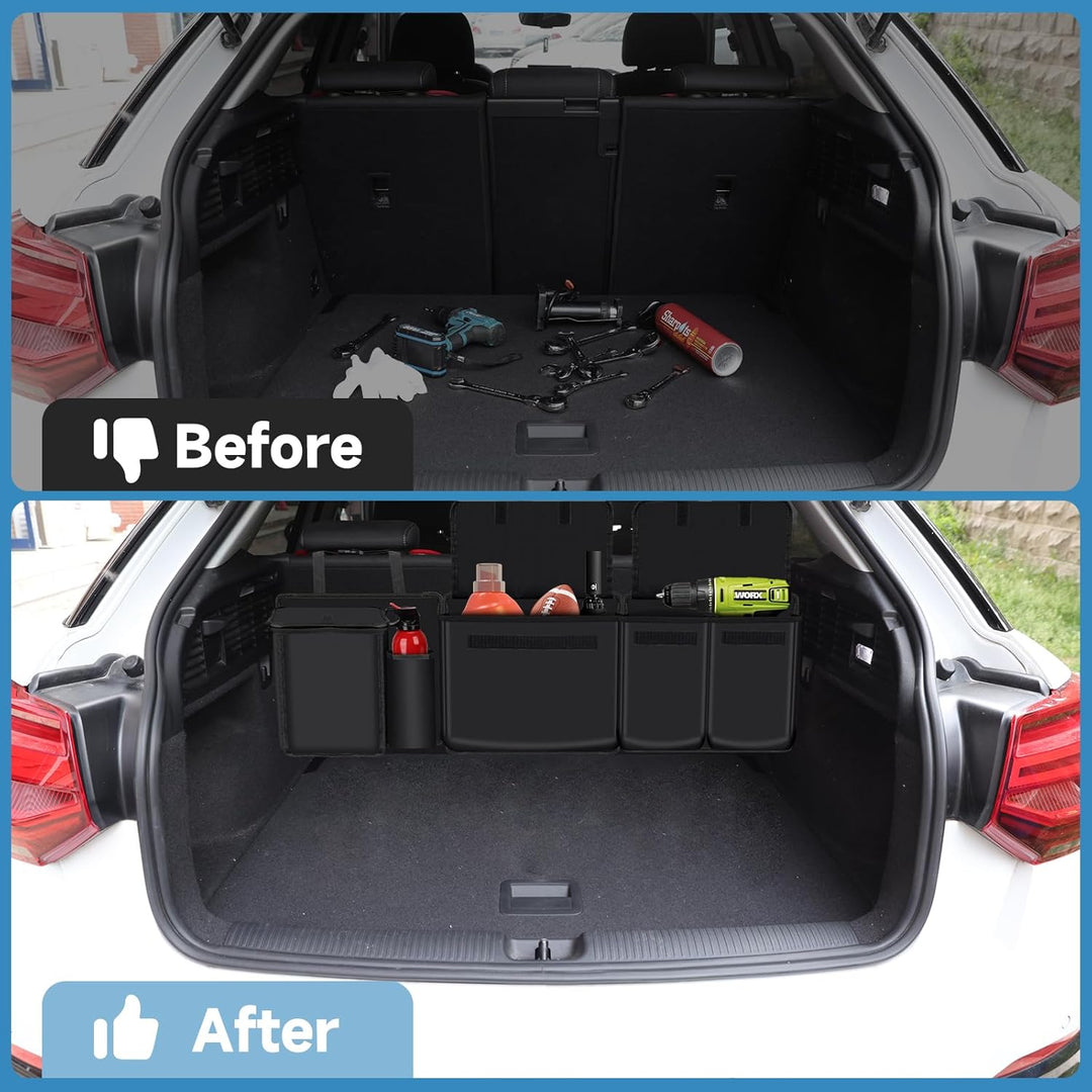 Auto Kofferraum Organizer, Auto Aufbewahrungstasche mit Klett Kofferraum Taschen Faltbar, abnehmbare