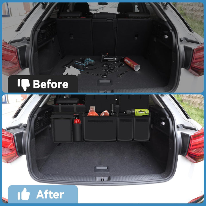 Auto Kofferraum Organizer, Auto Aufbewahrungstasche mit Klett Kofferraum Taschen Faltbar, abnehmbare