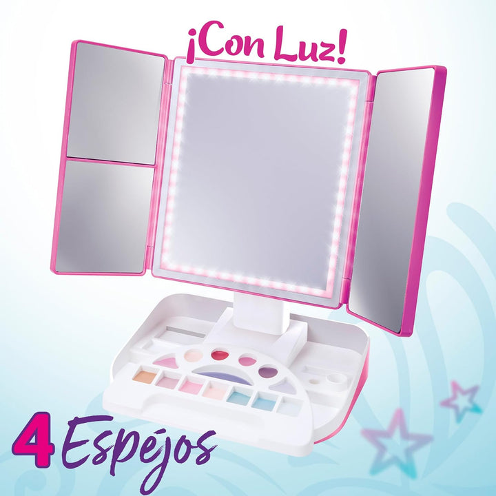 Colorbaby Shimmer 'n Sparkle Schminkstudio, Schminktisch mit Licht, 3 Lichtmodi, 4 Spiegel, inkl. Li