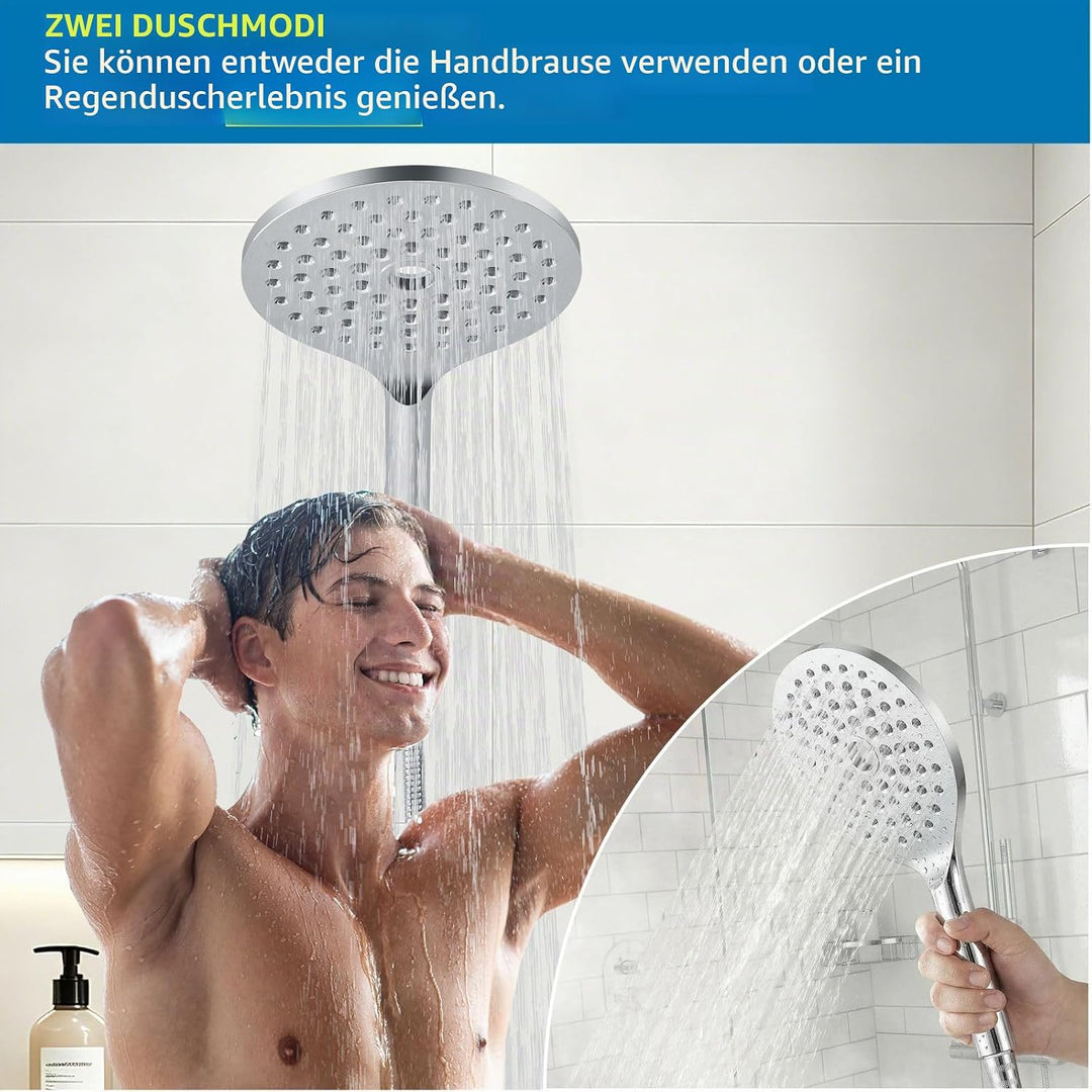 Extra Grosser Handbrausekopf, Voolan Hochdruck-Handbrauseköpfe, 19cm Chrom-Regenduschkopf, Ausreiche